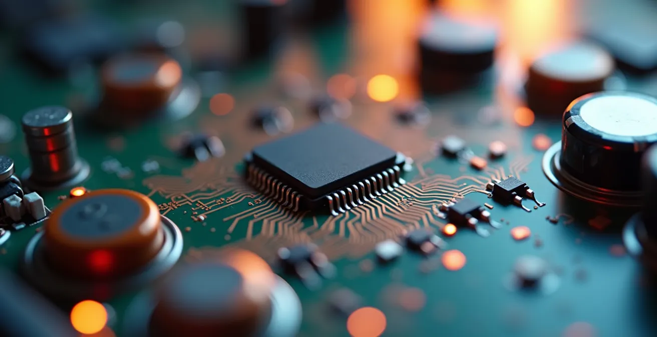 Macro detail of advanced sensors and circuit pathways in BESS monitoring system